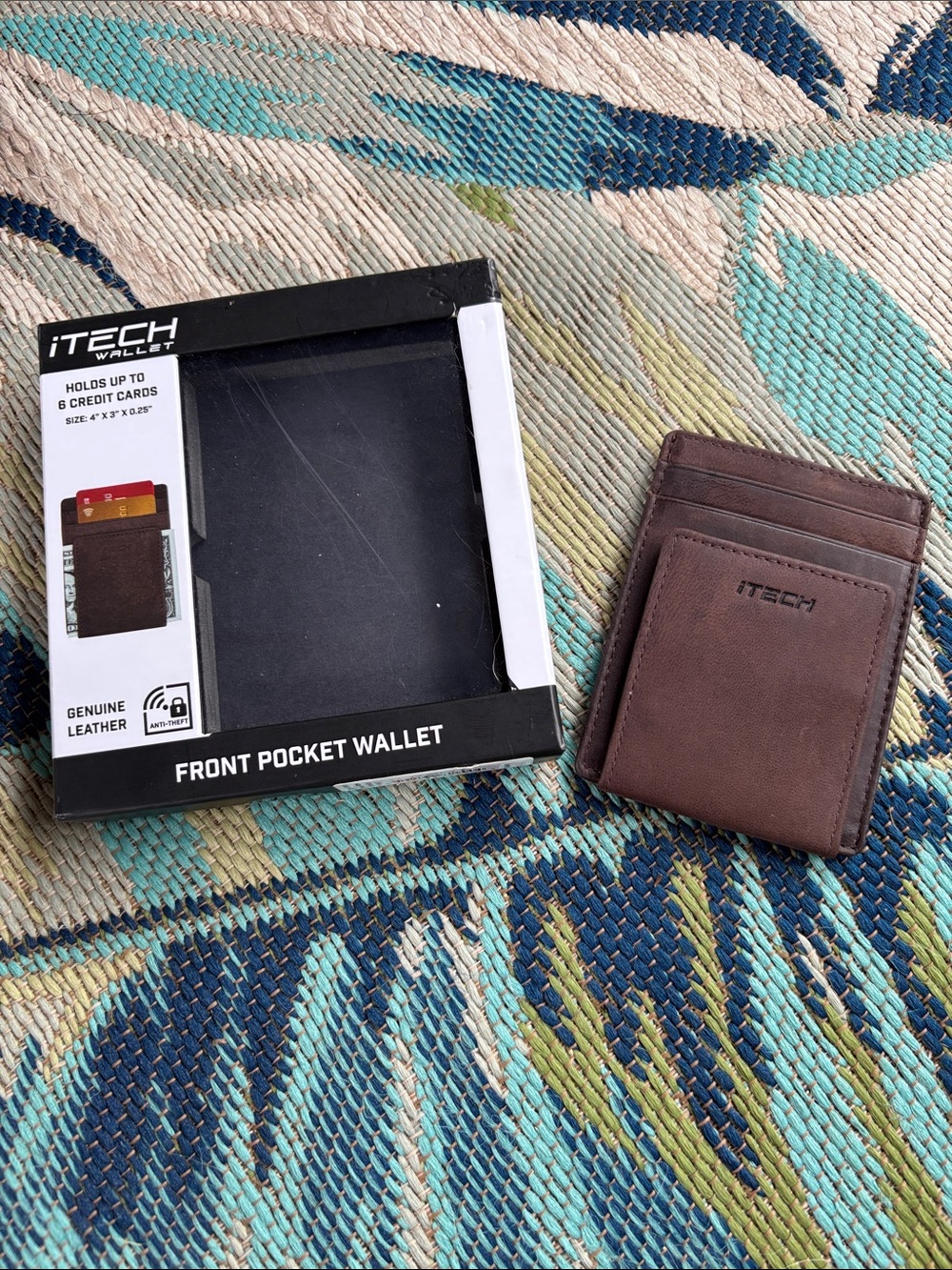 Brown Leather Front Pocket Money Clip Wallet
